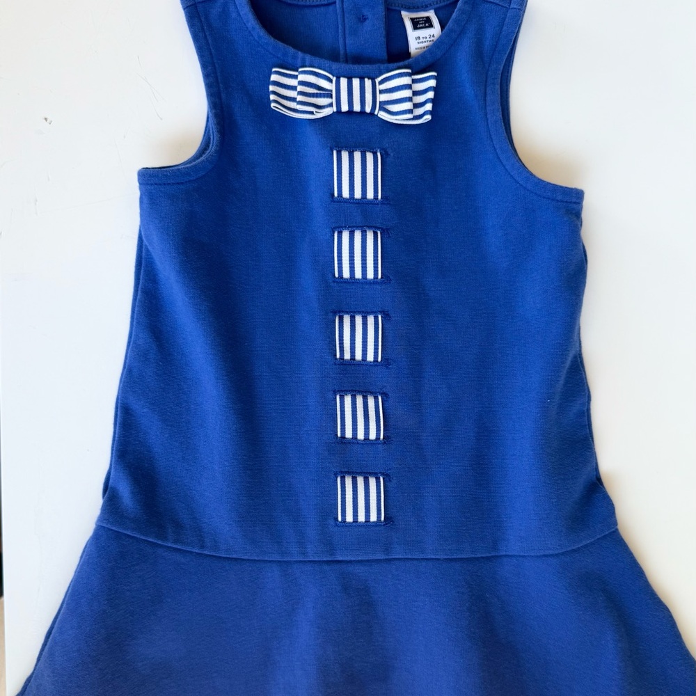 Janie and Jack Royal Blue Dress with Striped Bow